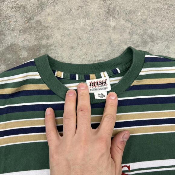 vintage guess originals striped green and white shirt size medium - Picture 3 of 3